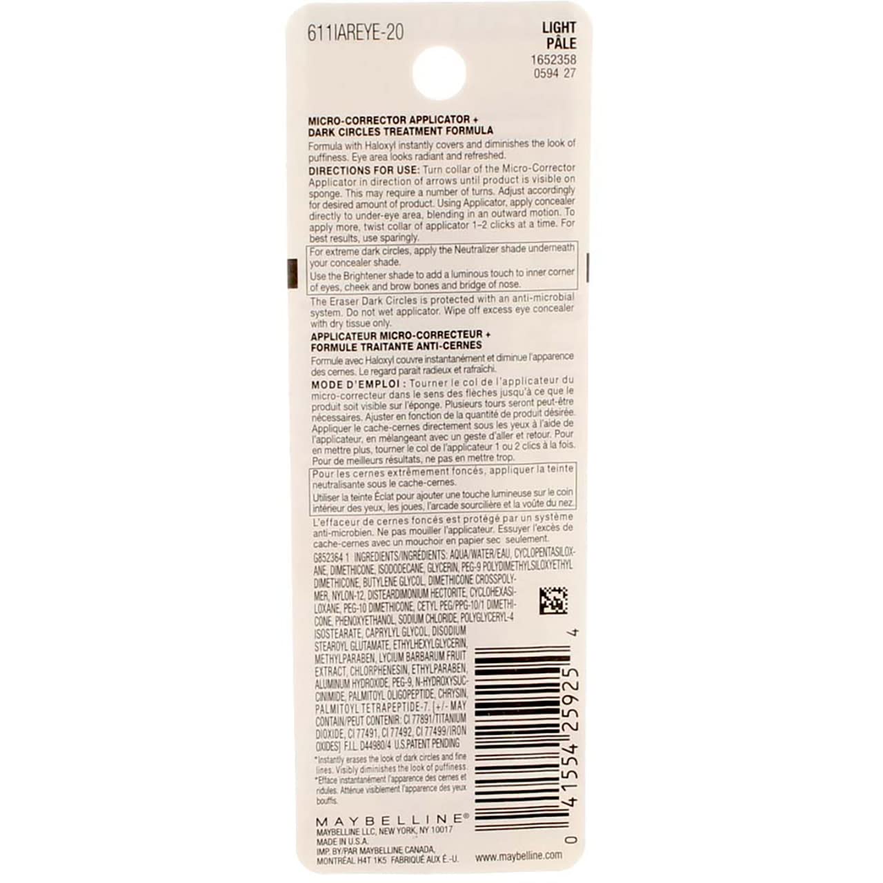 Maybelline Instant Age Rewind Concealer – Dark Circle Eraser, Shade 110, 1 Count