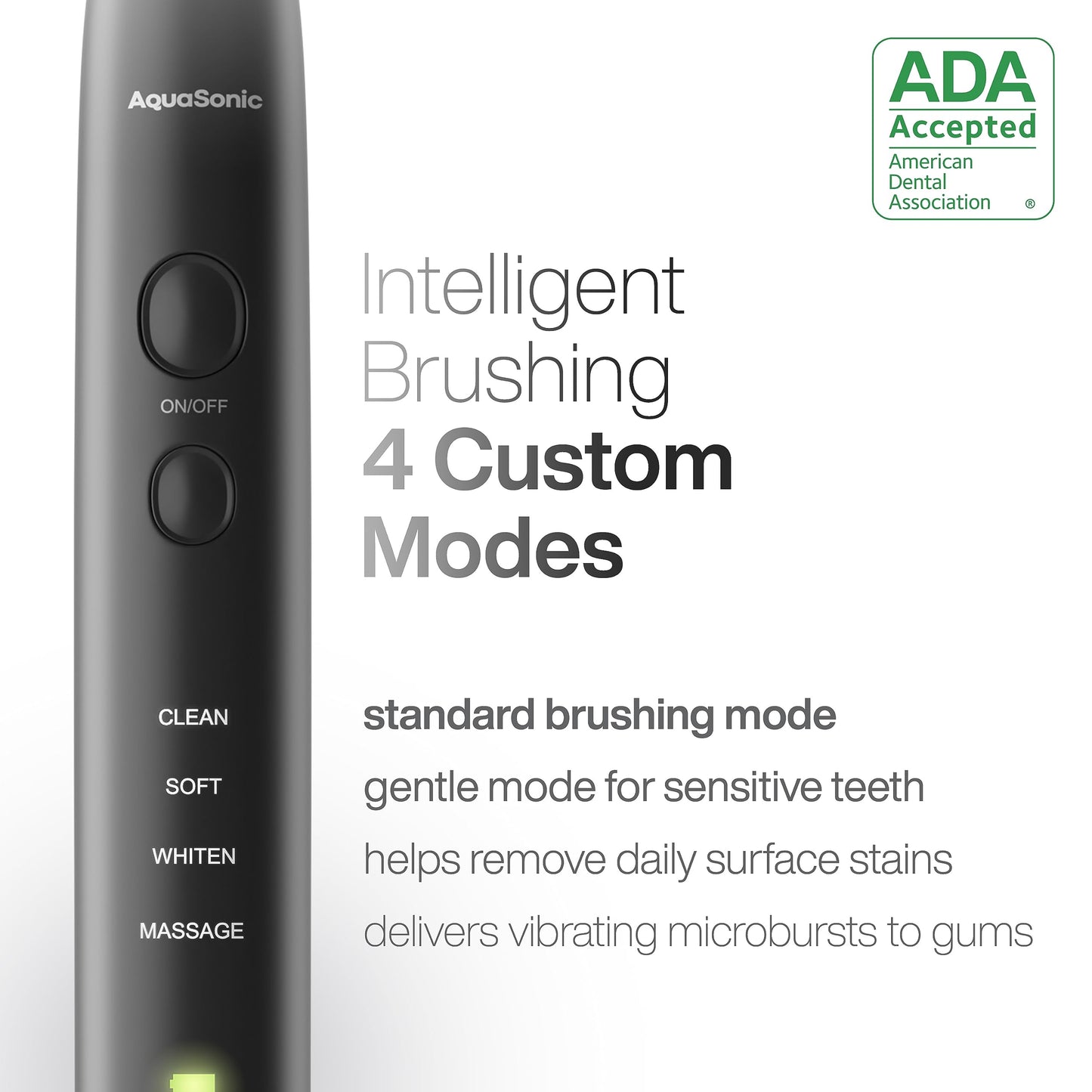 Aquasonic Black Series Electric Toothbrush – ADA Accepted, 40,000 VPM, 8 Brush Heads, Travel Case, 4 Modes, Smart Timer