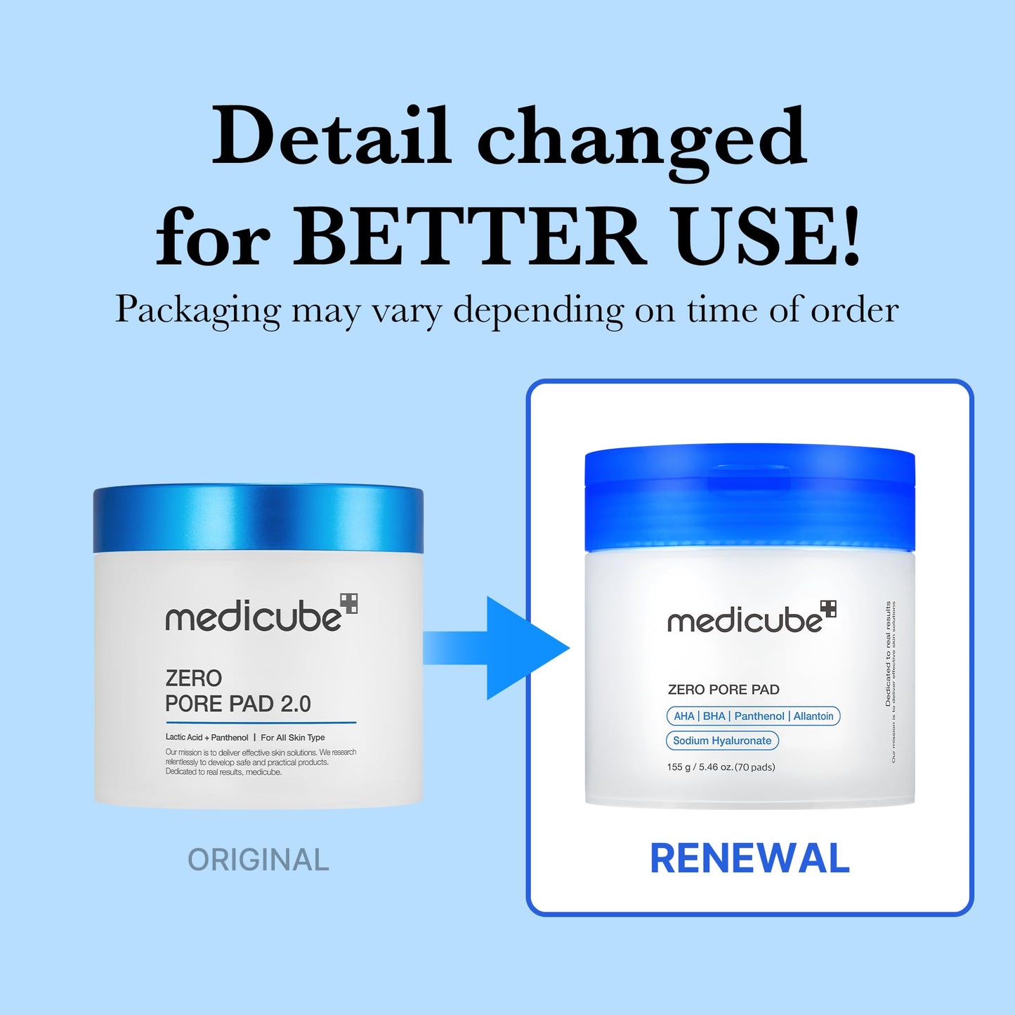 Medicube Zero Pore Pads 2.0 – Exfoliating & Pore-Care Toner Pads with AHA & BHA, Dual-Textured, 70 Pads