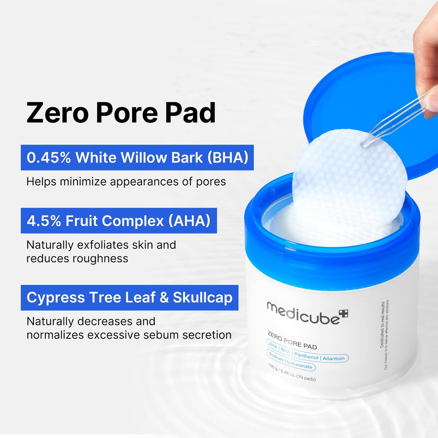 Medicube Zero Pore Pads 2.0 – Exfoliating & Pore-Care Toner Pads with AHA & BHA, Dual-Textured, 70 Pads