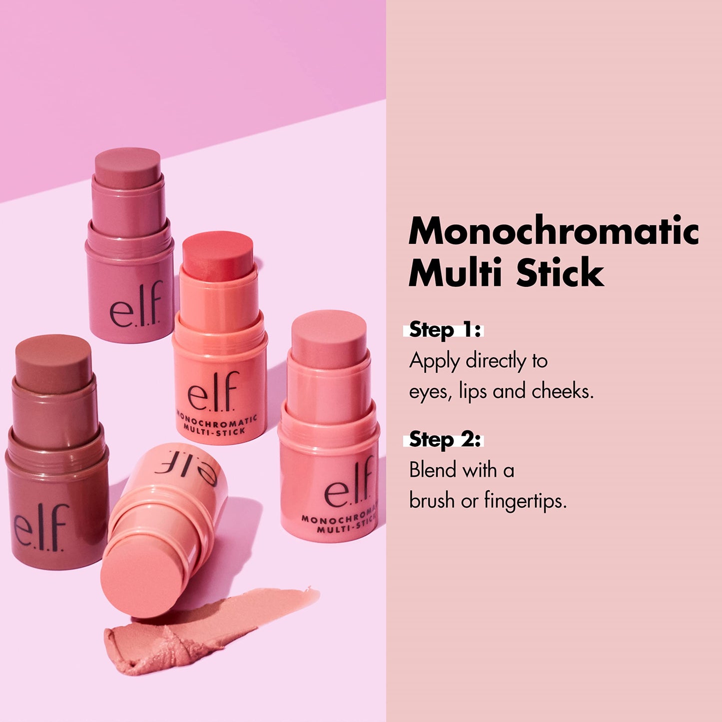 e.l.f. Monochromatic Multi Stick – Creamy, Lightweight, Shimmer, for Eyes, Lips & Cheeks, Sparkling Rose (0.17 oz)